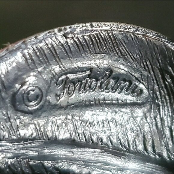 Tortolani Leaf Brooch Layered Leaves Silver Tone Pin Botanical Cluster 3.5" MCM - Picture 3 of 10